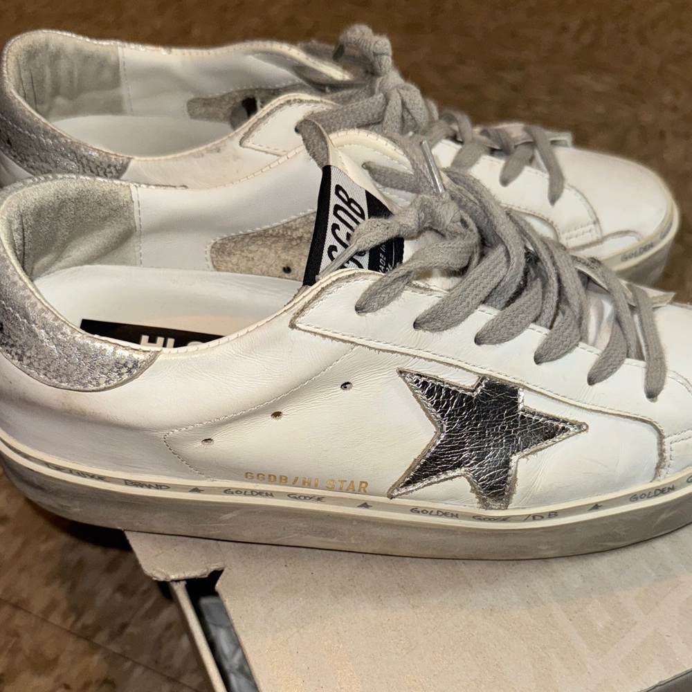 Golden Goose White Sneakers with Silver Star